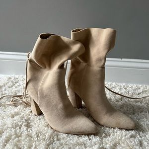 SHEIN Tassel Decor Point Toe Chunky Boots
